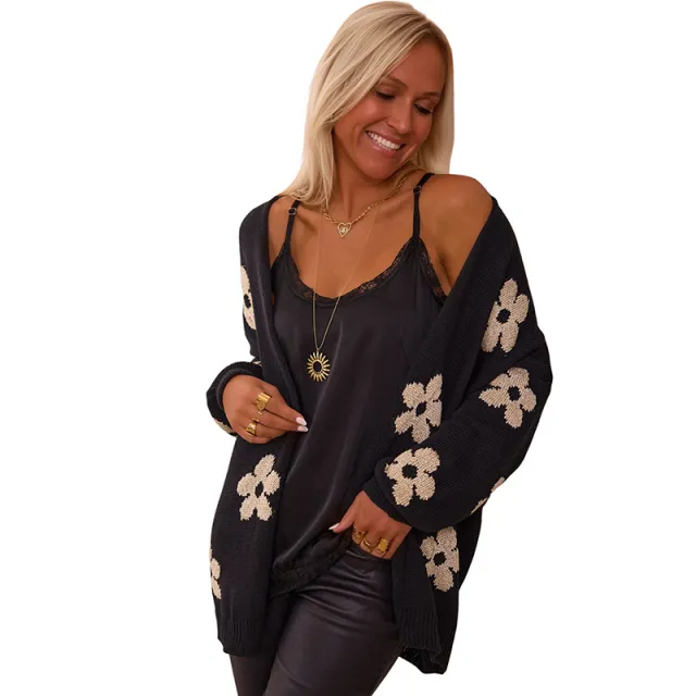 Floral Print Thermal Knitting Cardigan For Women Lc2711718P2 - Shop at LoveMi