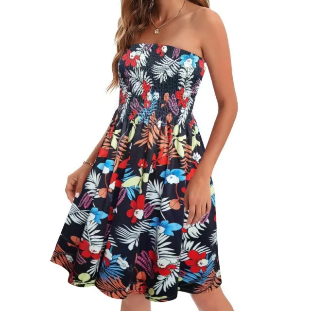 European And American Spring And Summer New Fashion Printed Beach Vacation Sexy Tube Top Dress Color 12 - Shop at LoveMi