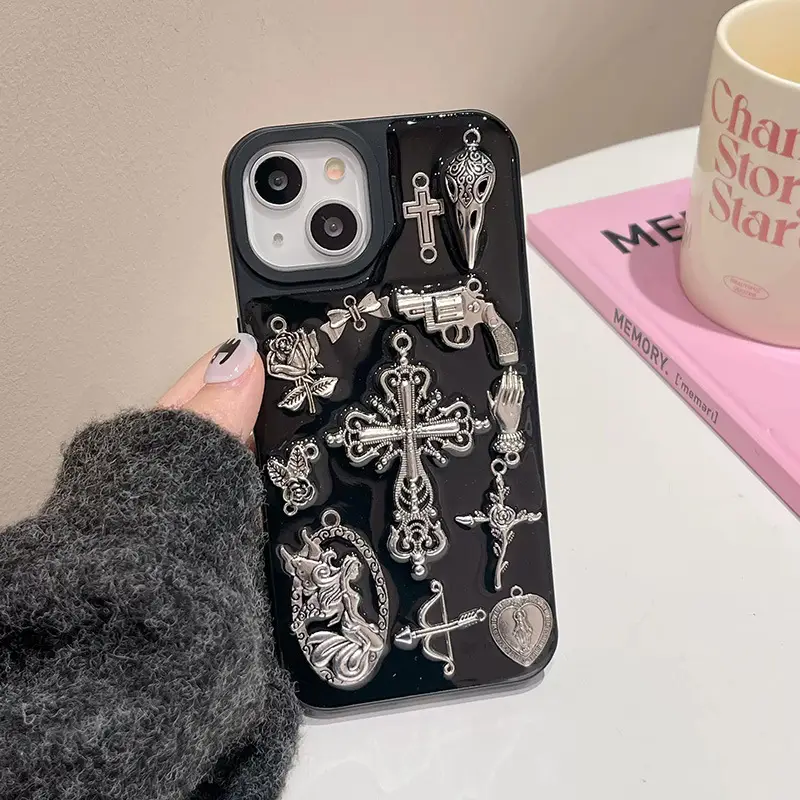 Ins Retro Dark Wind Epoxy Cross Phone Case