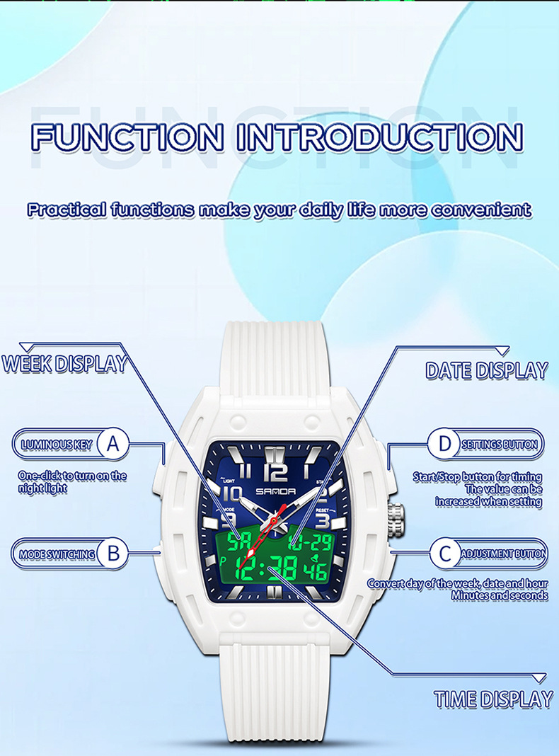 Sanda 6330 Sporty Stylish And Energetic Bucket-style Wristwatch for Men