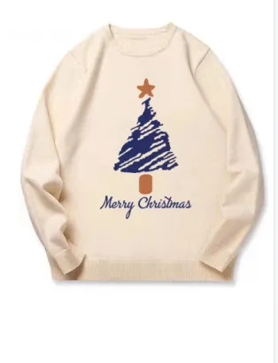 Soft Glutinous Base Ride Christmas Sweater White - Shop at LoveMi
