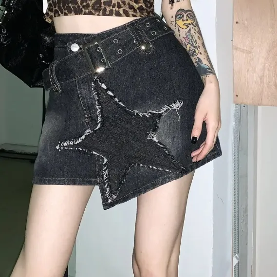Women's American style Retro XINGX Embroidered Denim Skirt - Shop at LoveMi