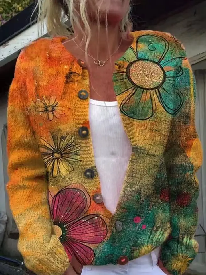 3D Digital Printing Cardigan Knitted Coat - Hwj716Ad940-Xxxl