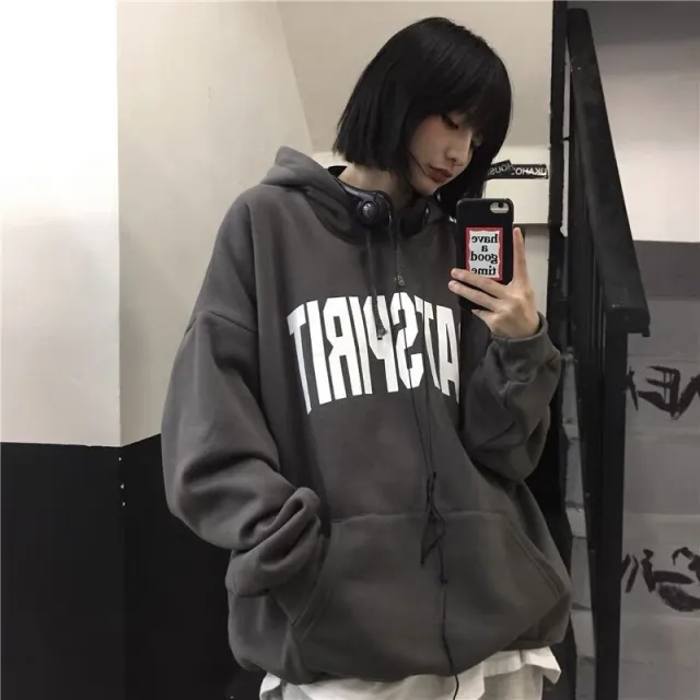 American Hiphop Sweater Men's Couple Wear Autumn And Winter European And American High Street Fleece Padded Coat Dark Gray - Shop at LoveMi