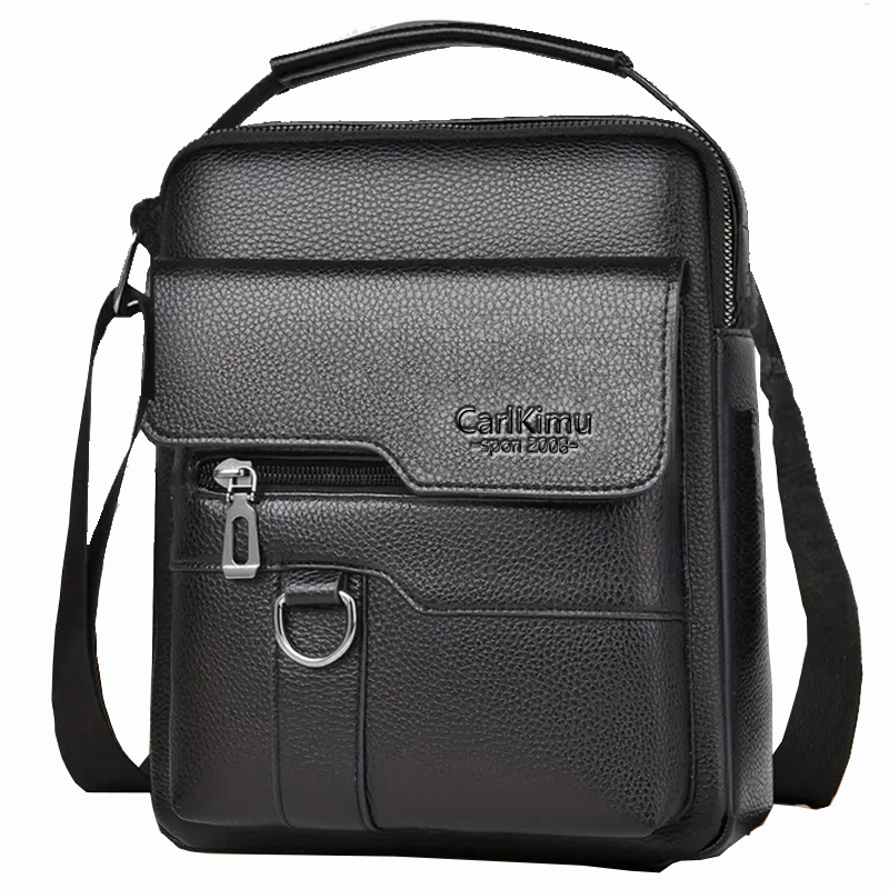 Mens Lychee-Grain Business Commuter Shoulder Crossbody Bag