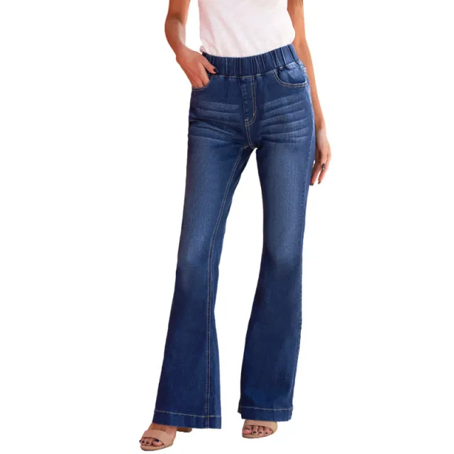 Jeans Women's European And American High Waist Elastic Waist Head Blue - Shop at LoveMi