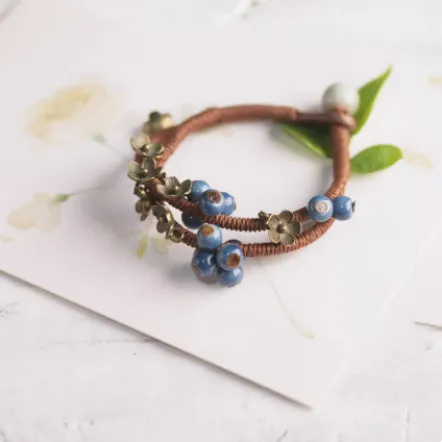 Blue Enchantress Artistic Retro Mori Style Bohemian Bracelet Blue - Shop at LoveMi