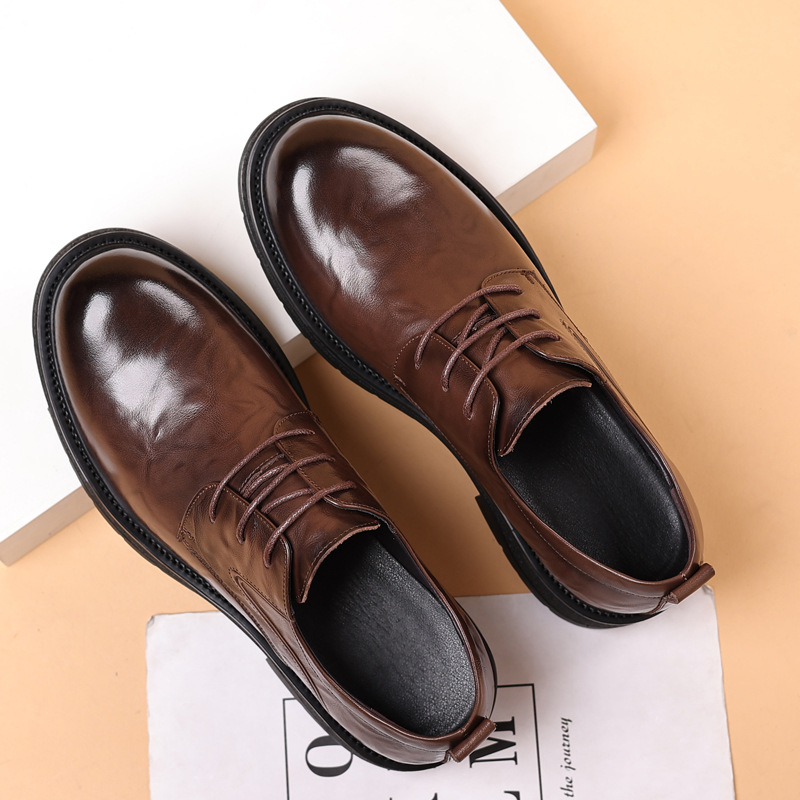 Leather Shoes For Men Genuine Leather Casual Business Formal Breathable With Thick Soles