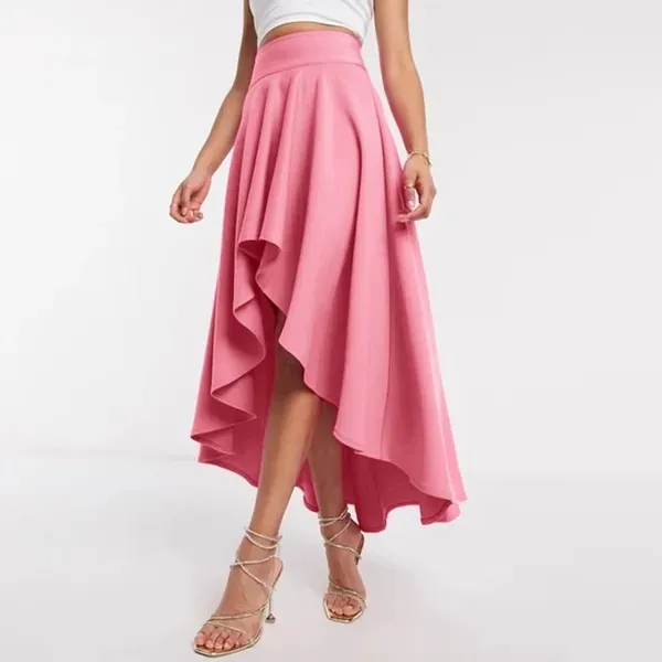 Women's Asymmetric High Waist Dress Pink - Shop at LoveMi