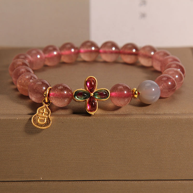 Natural Strawberry Quartz Bracelet Female Special Interest Light Luxury
