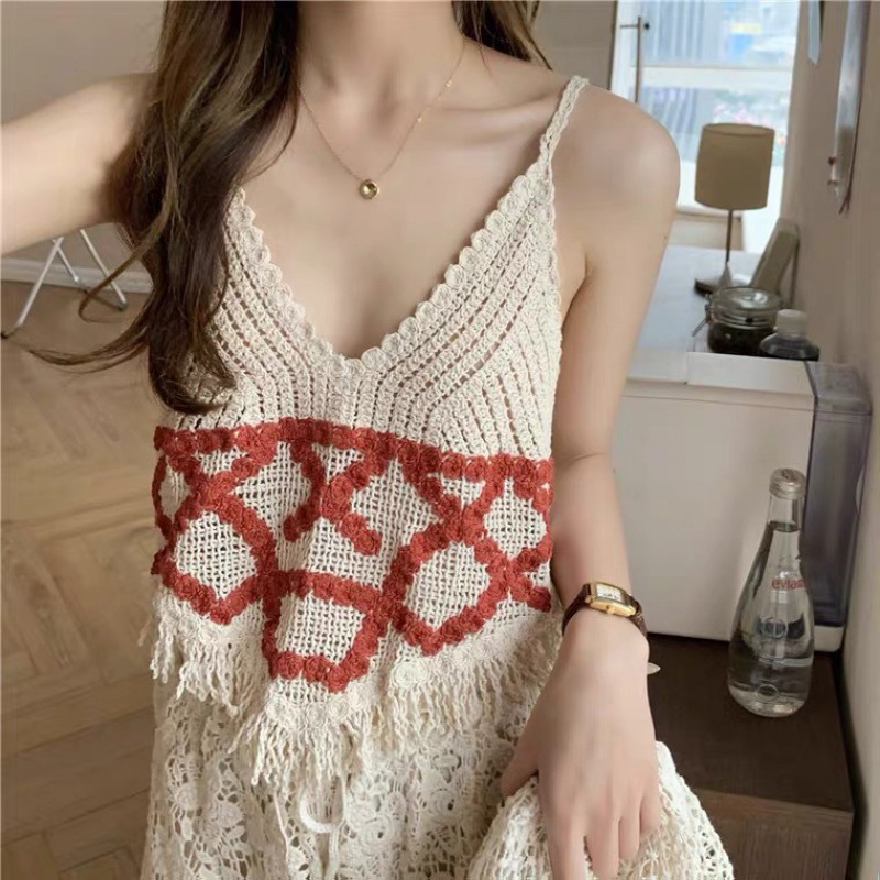 Summer Tassel Suspender Vest Lace Casual Short Cardigan