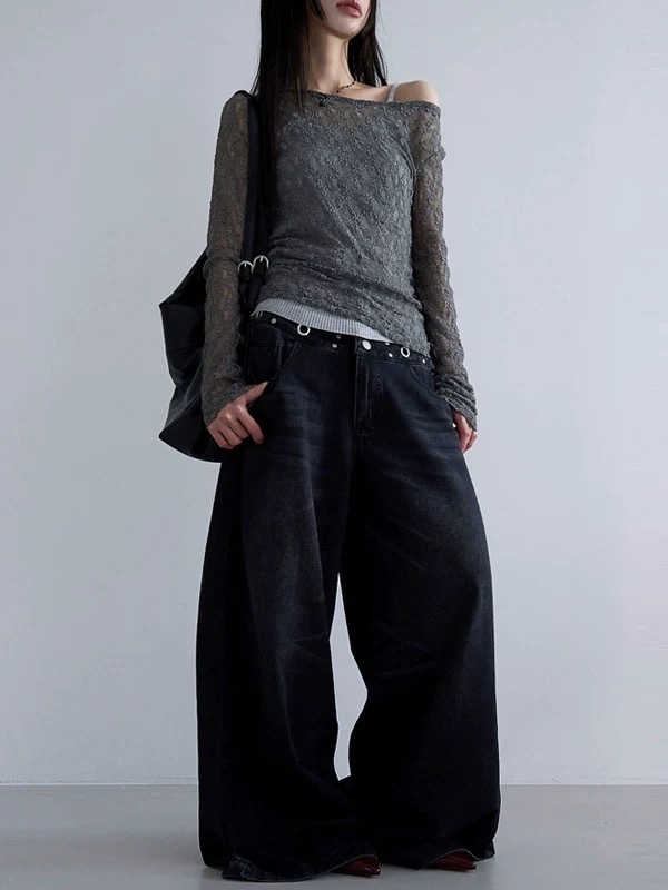 Sleek Slim Fit Japanese-Style Long Sleeve Top w/ Jacquard