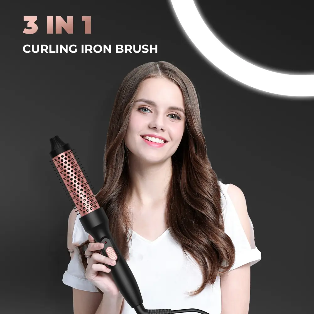 Hair Straightener and Curler Brush Dryer High-power Hot Air