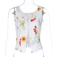 Women's Sleeveless Button-up Cropped Cardigan Vest - White - View 1