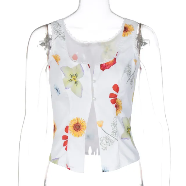 Women's Sleeveless Button up Cropped Cardigan Vest White - Shop at LoveMi