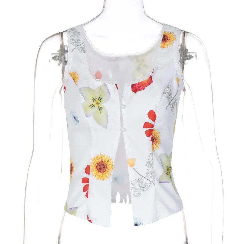 Women's Sleeveless Button-up Cropped Cardigan Vest - White