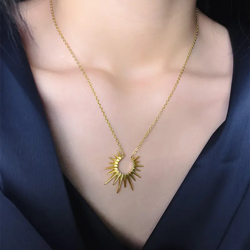 Women's Ins Titanium Steel Ornament Niche Pendant Sun Necklace