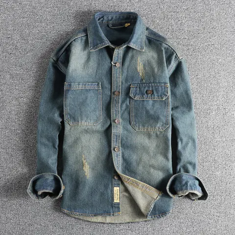 Washed Vintage Denim Shirt for Men