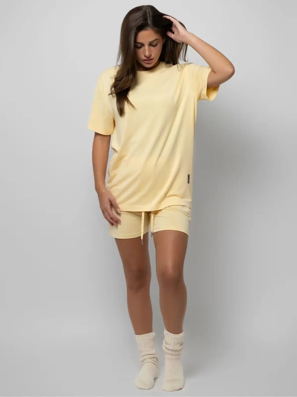 Women's Plus Size Loose Casual Summer Short-sleeved Home Wear Suit - Yellow