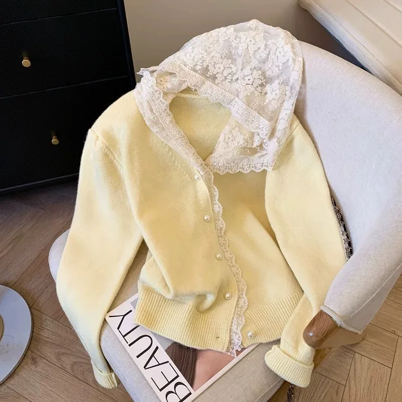 Lazy Chic Sweater Coat Loose French Top - Yellow