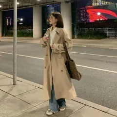 Korean-style Petite Mid-length Coat With British-style Sophistication And Premium Feel - Khaki - View 1