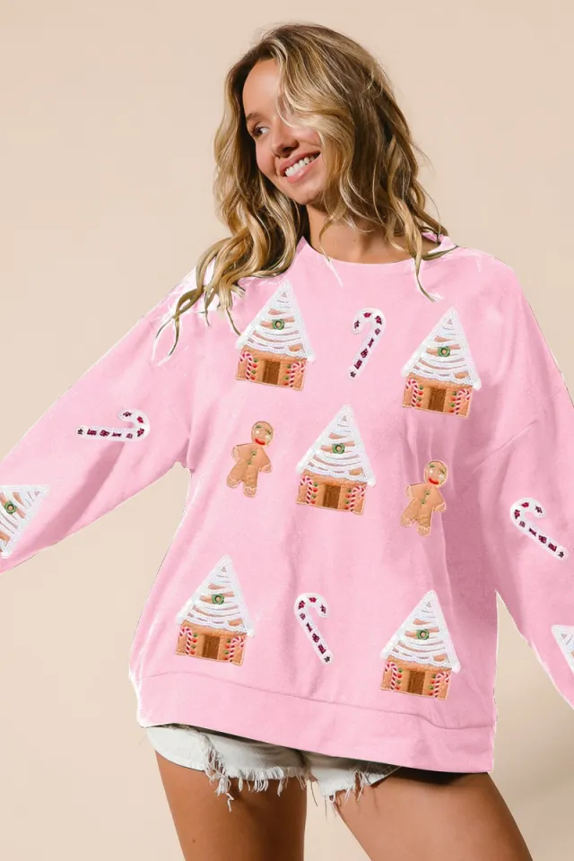 Autumn And Winter New European And American Christmas House Sequined Sweater Pink - Shop at LoveMi