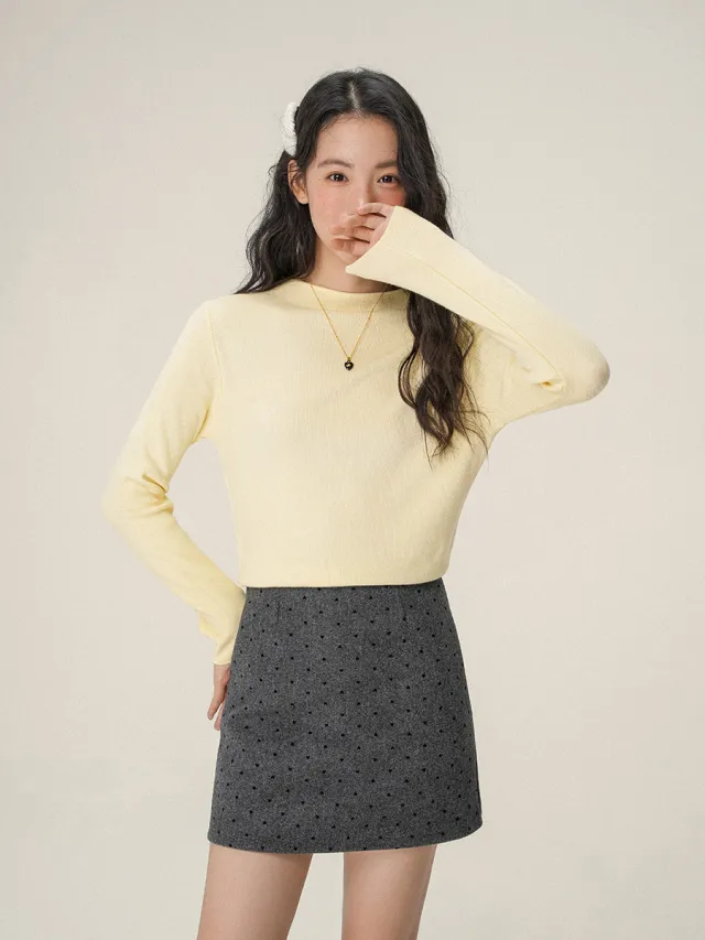 Women's Semi high Neck Sweater Top Custard M - Shop at LoveMi