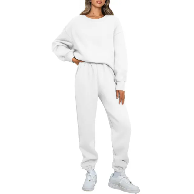 Winter Solid color Fashionable Crew neck Pullover With Fleece Lining White - Shop at LoveMi