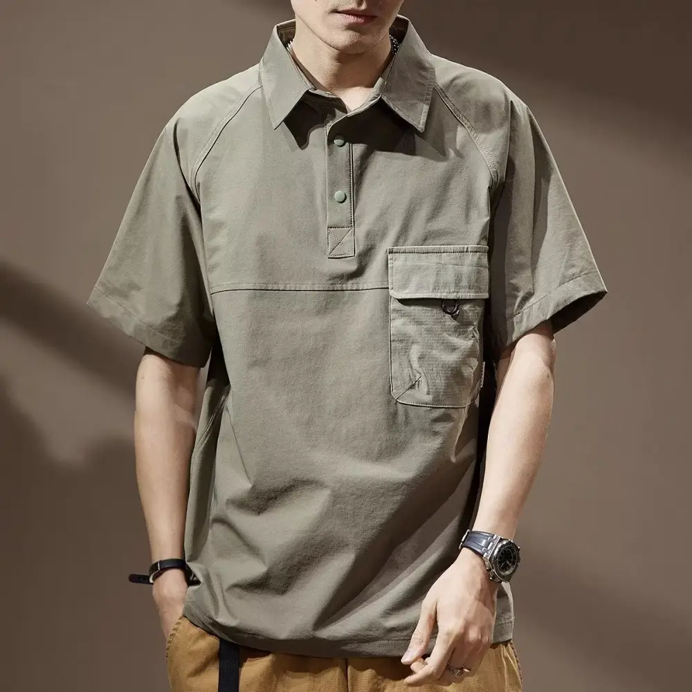 Mens Summer Retro Lapel Trendy T-Shirt