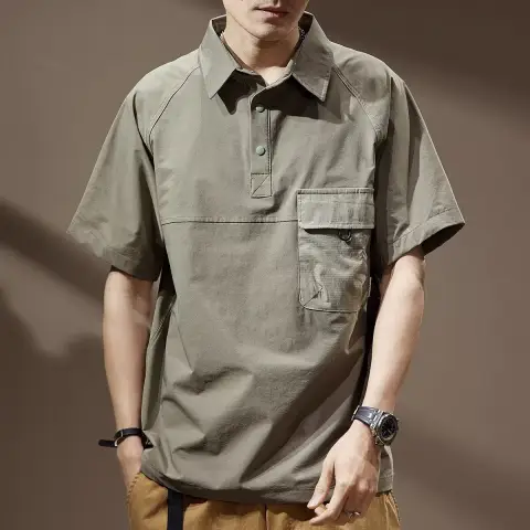 Mens Summer Retro Lapel Trendy T-Shirt