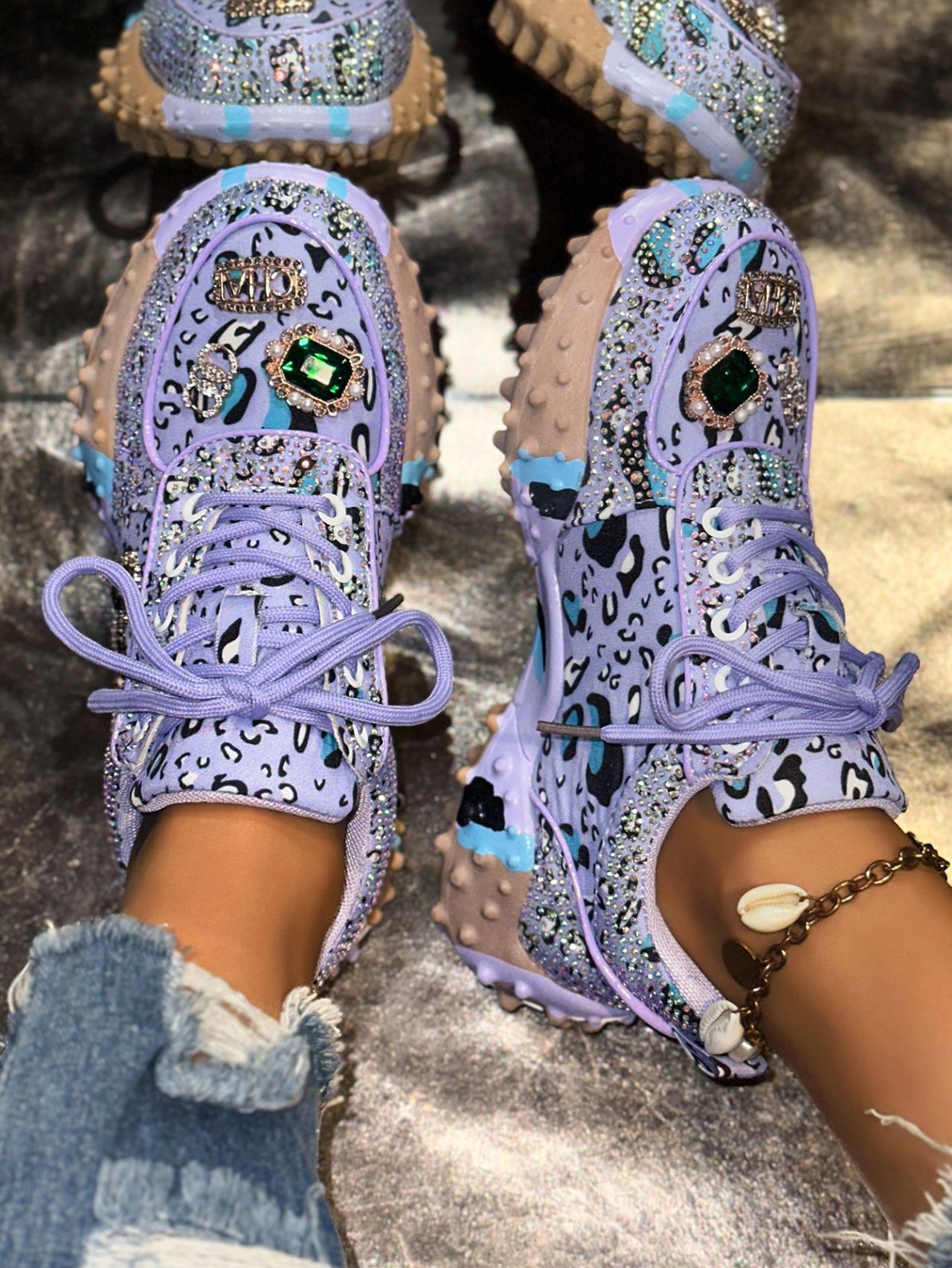 Women's Rhinestone Durian Shoes Casual Sneakers — sole detail 2