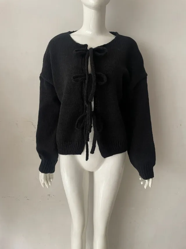 Solid Color Commute Simple Sweater Women Black - Shop at LoveMi