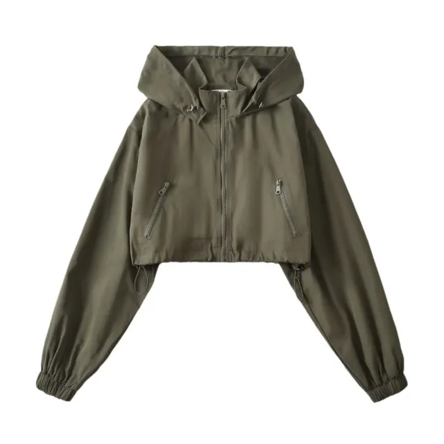 Loose Short Long Sleeve Women's Coat Green - Shop at LoveMi