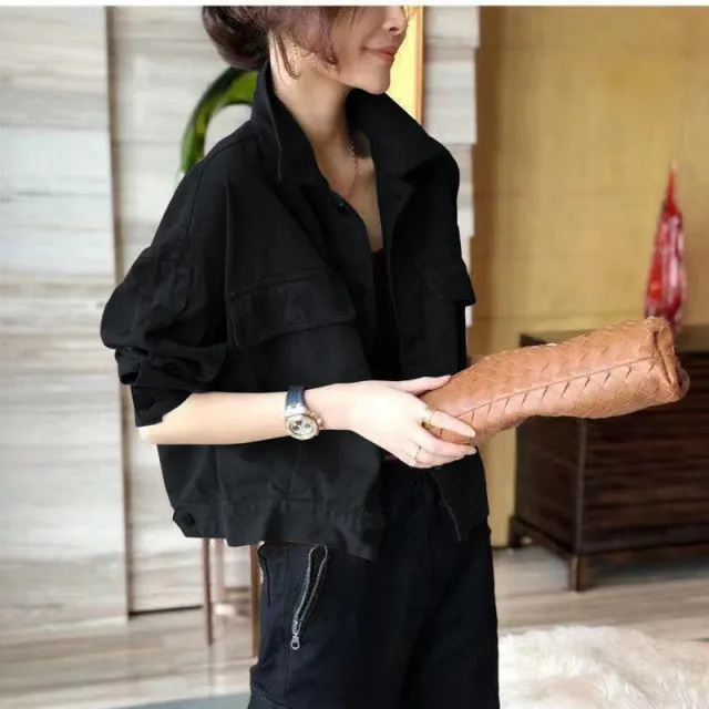 Red Workwear Denim Jacket Women's Short Jacket Top Black - Shop at LoveMi