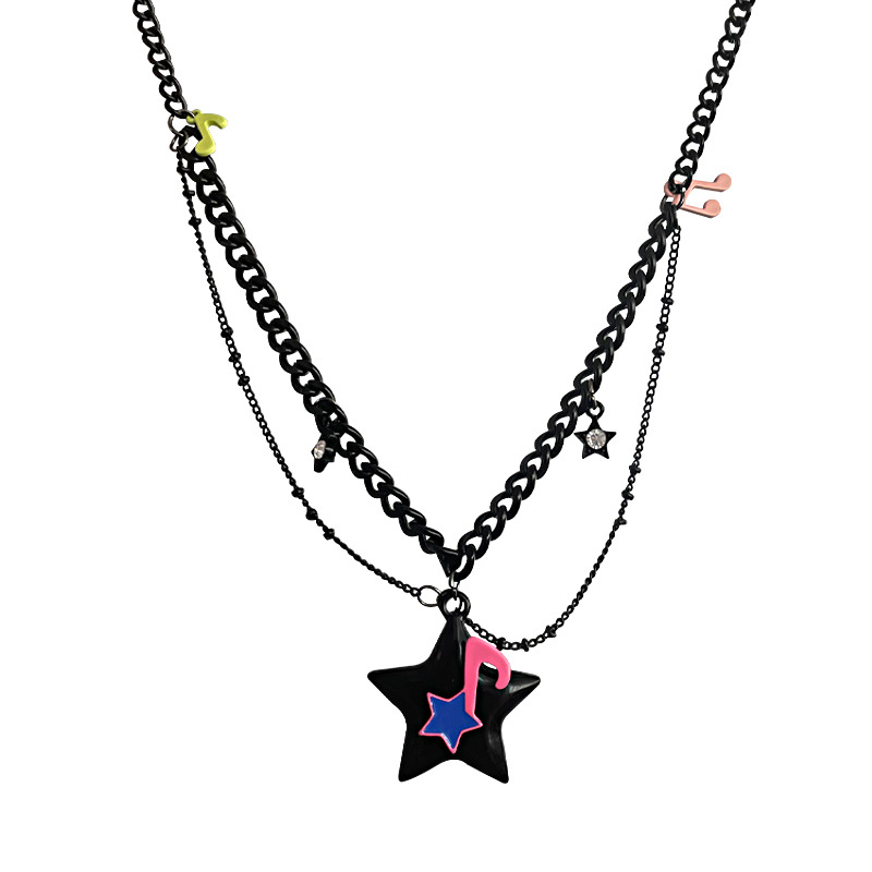Black Chain Note Stitching XINGX Necklace