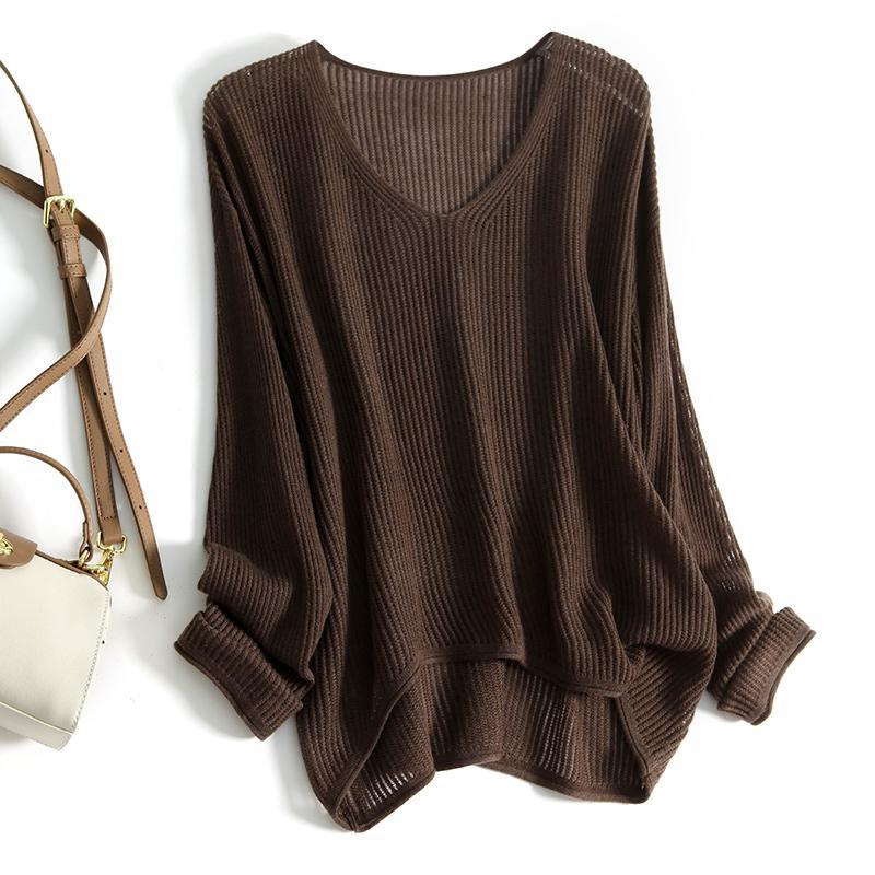 Slimming V-neckline Autumn And Winter Long Sleeve Knitted Sweater Bottoming Shirt