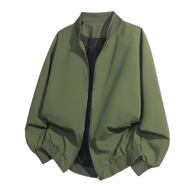 Solid Color Baseball Collar Jacket Men's Coat Solid Color Baseball Collar Jacket Men's Coat