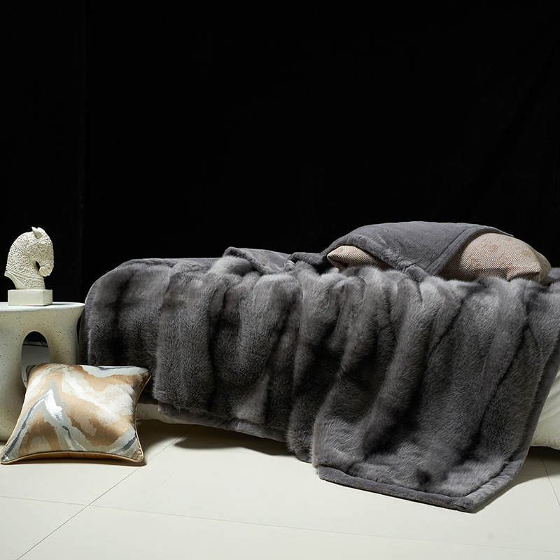 Affordable Luxury Faux Fur Sofa And Double Bed Side Fox Blanket