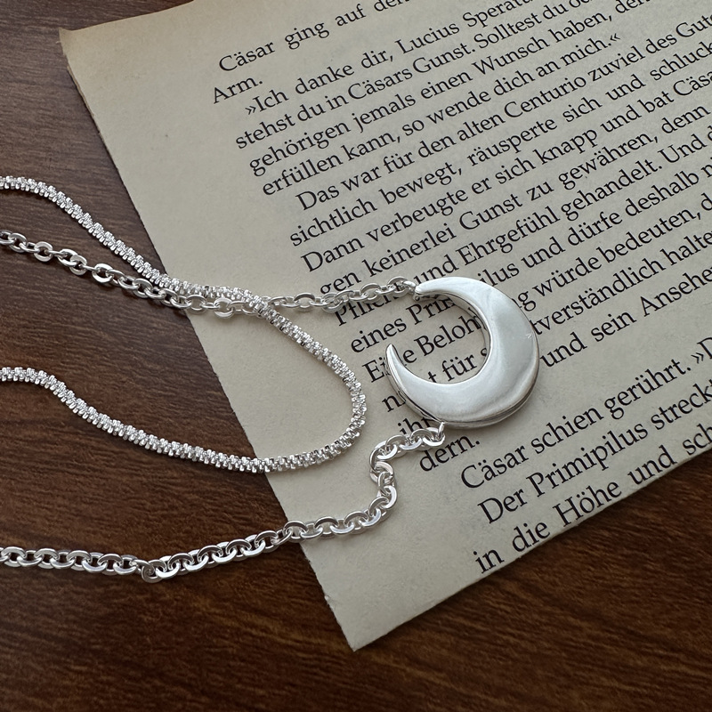 S925 Sterling Silver Moon Necklace With A Niche, Designer-Look Design