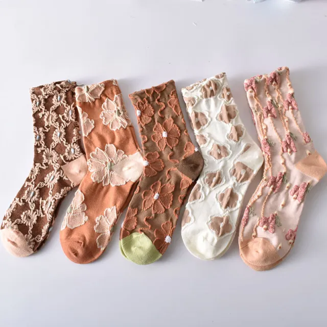 Women's Cotton Autumn And Winter New Embossed Three dimensional Floral Socks Average Size - Shop at LoveMi