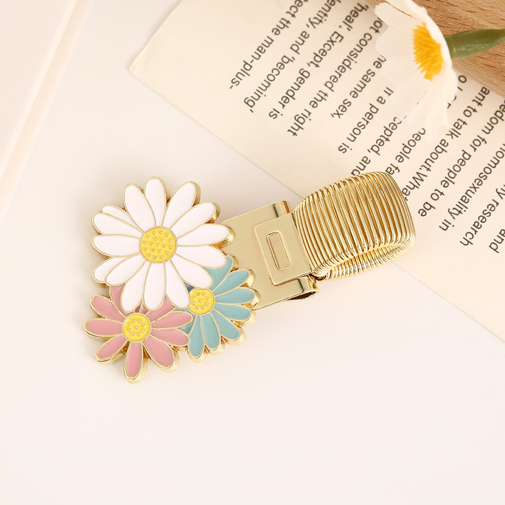 Creative Dripping Oil Tricolor Flower Metal Pen Clip