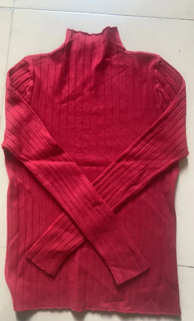 Hollow Striped Mock neck Bottoming Shirt Women's Sweater Wine Red - Shop at LoveMi