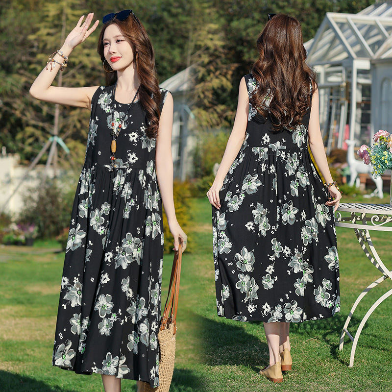 Sleeveless Vacation Cotton Silk Dress