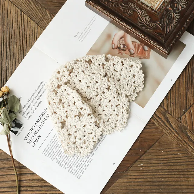 Women's Versatile Casual Retro Handmade Crochet Bucket Hat Crescent White - Shop at LoveMi