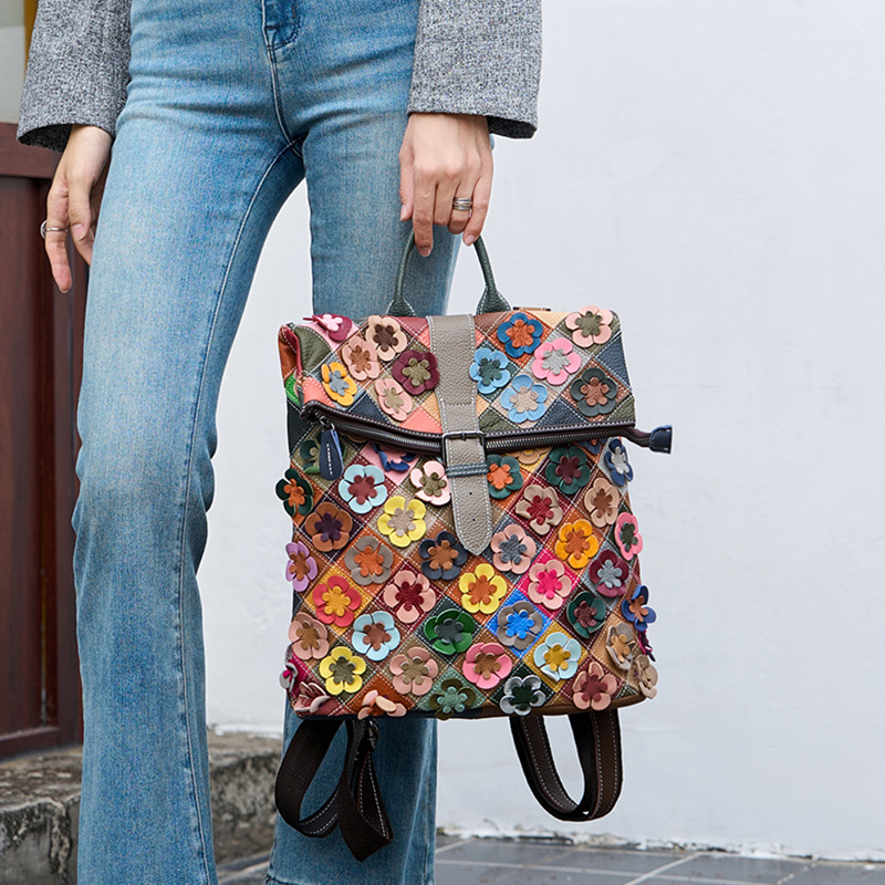 Colorful Plaid Floral Patchwork Bag