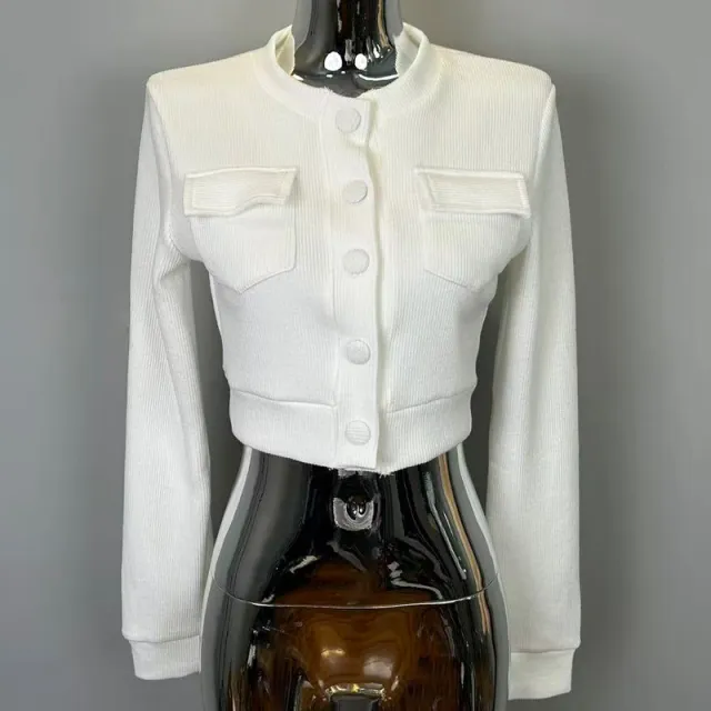 Women's Fashion Long Sleeve Knit Crop Top White - Shop at LoveMi