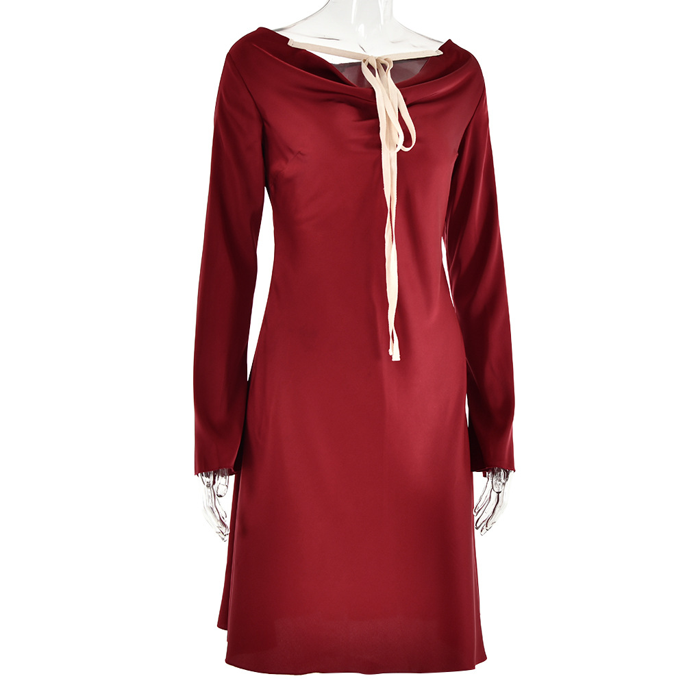 Title 5, Round Neck Tied Long Sleeves Dress