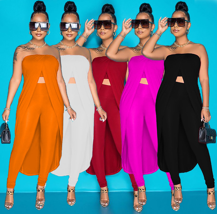 Women's Summer Navel-exposed Word Square Shoulder Two Pieces Rain Pants