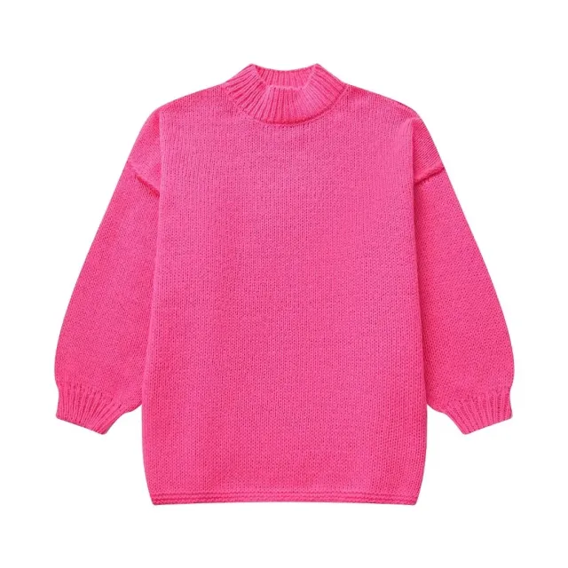 Temperament Crew Neck Simple Style Thin Sweater Rose Red - Shop at LoveMi