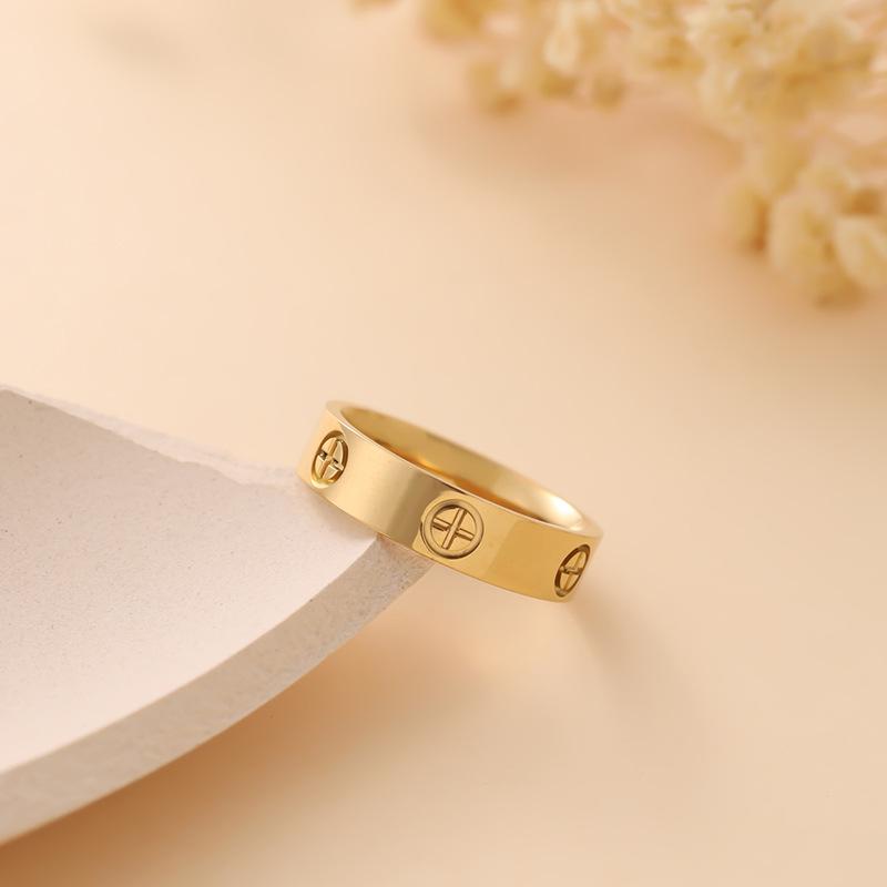 Cross Print Metallic Ring Simple Design